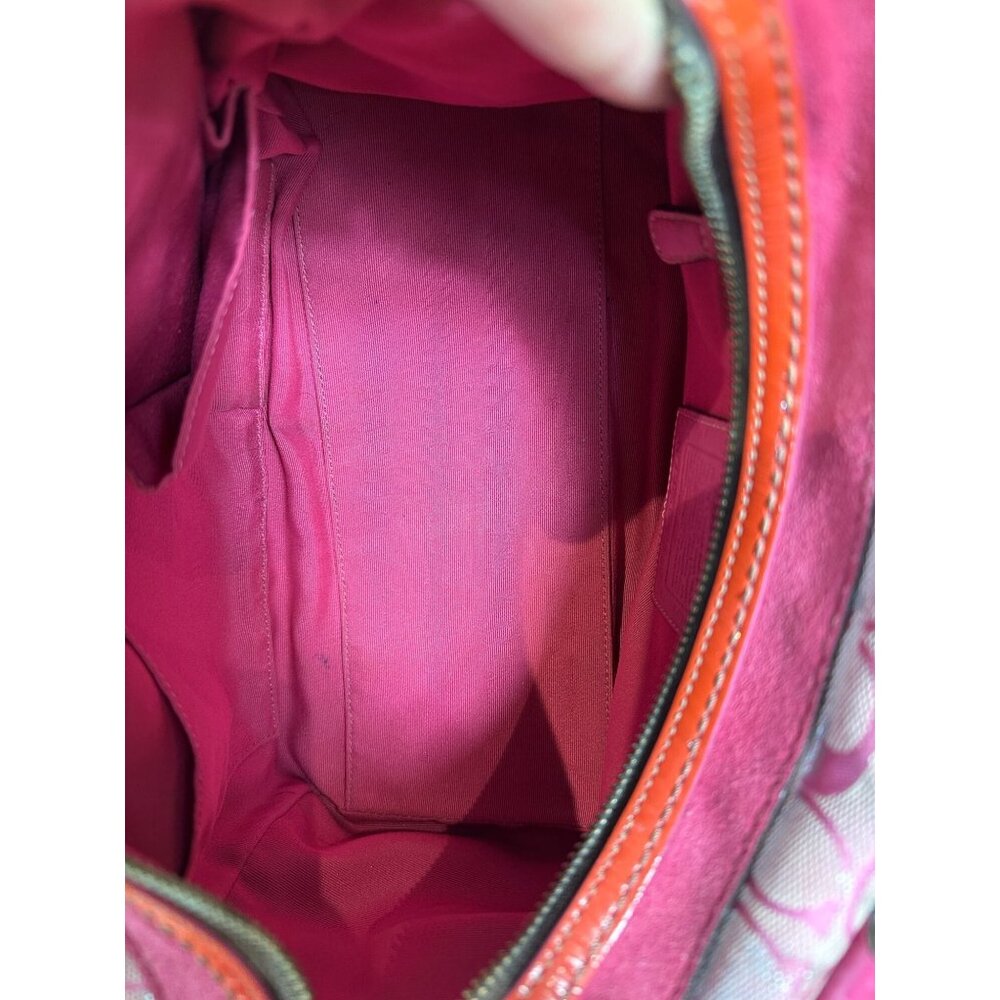 Vintage Coach Signature Pink Metallic Silver Splash Boston Satchel Bag Y2K 2186 - Picture 8 of 16